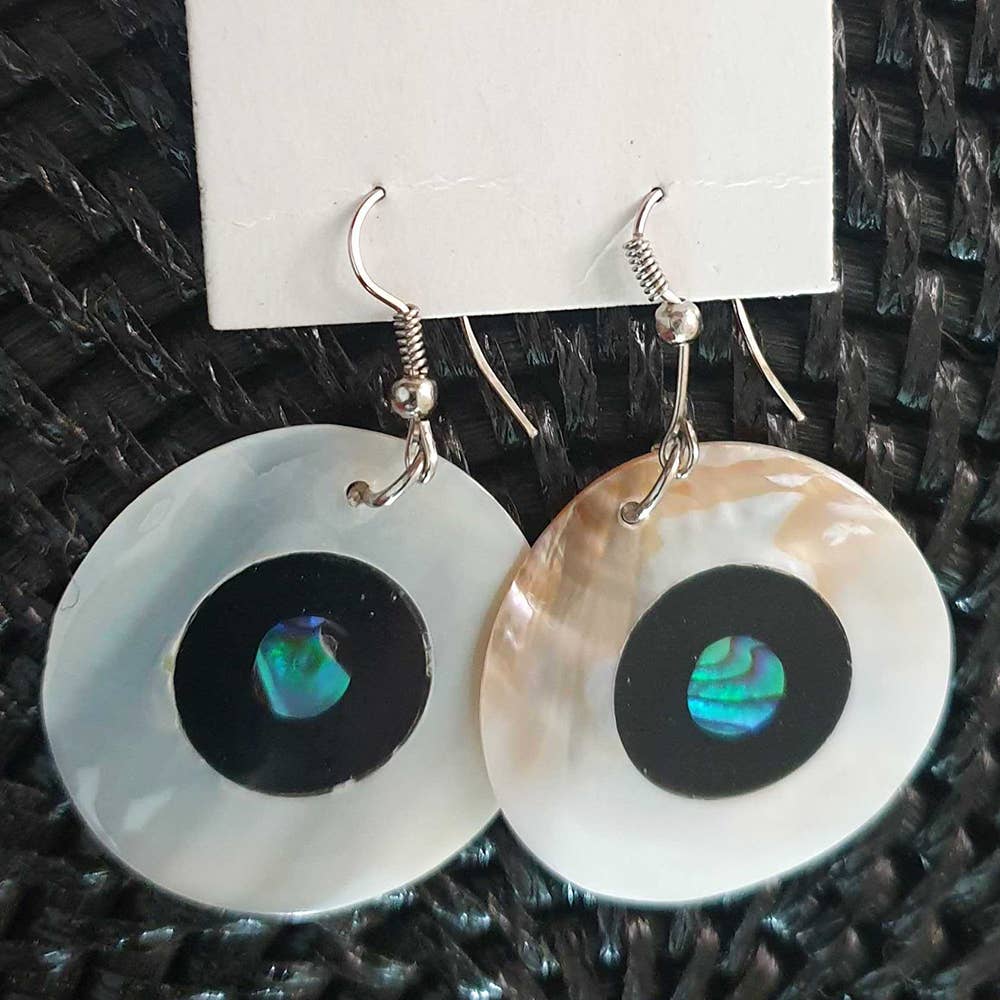 Capiz Shell Earrings: Red Rectangle