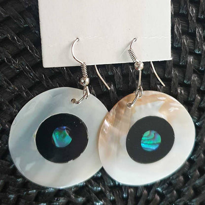 Capiz Shell Earrings: Red Rectangle