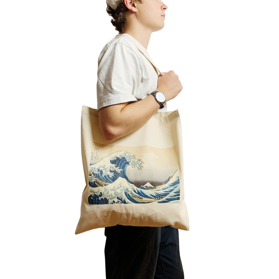Hokusai: The Great Wave off Kanagawa Canvas Tote Bag Vintage: White