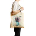 Redon Flowers in a Turquoise Vase Tote Bag Beautiful Flower: White