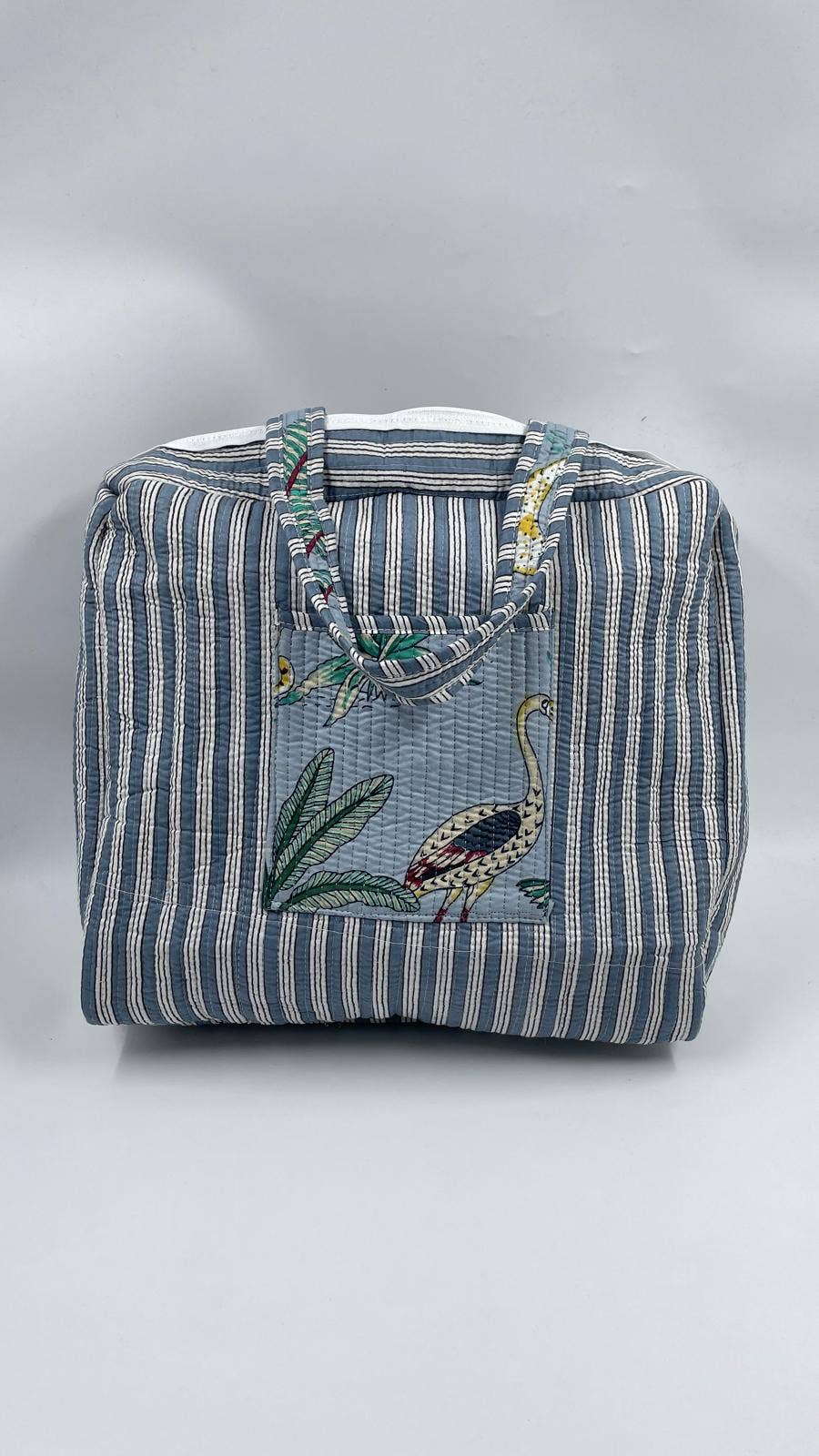 Animal Print Cotton Kantha Quilted Boho Tote Bag with Zip