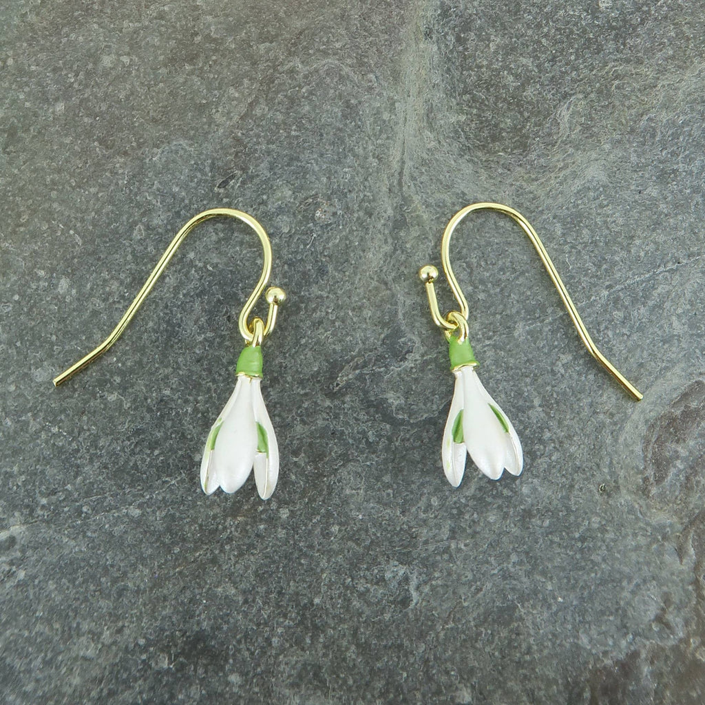 Snowdrop White Flower Drop Hook Earrings
