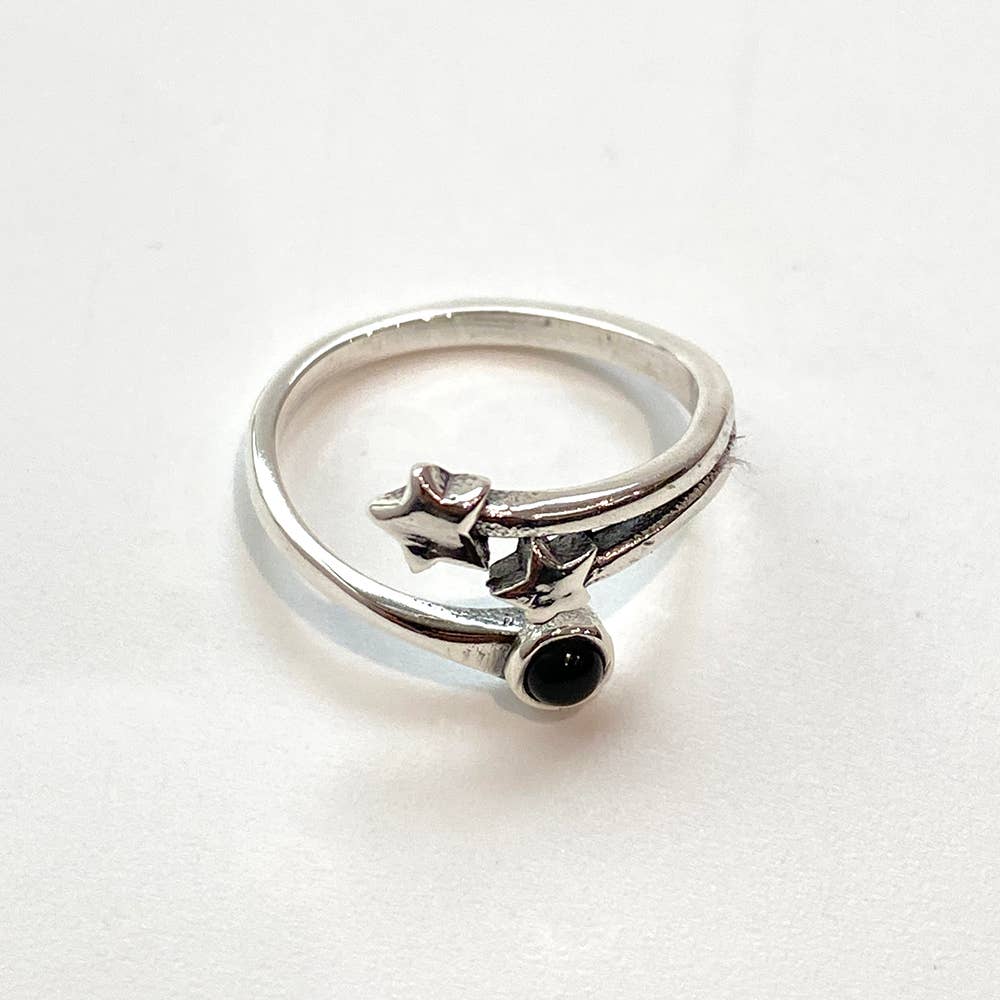 Silver-Plated Adjustable Ring, Design #36: Amethyst