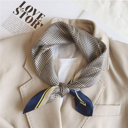 Chidori Grid 100% mulberry Silk Scarf/Silk head scarf/Silk hair scarf/Silk neck scarf/Mother's Day Gifts/Bag Accessory/Gift for her: Blue