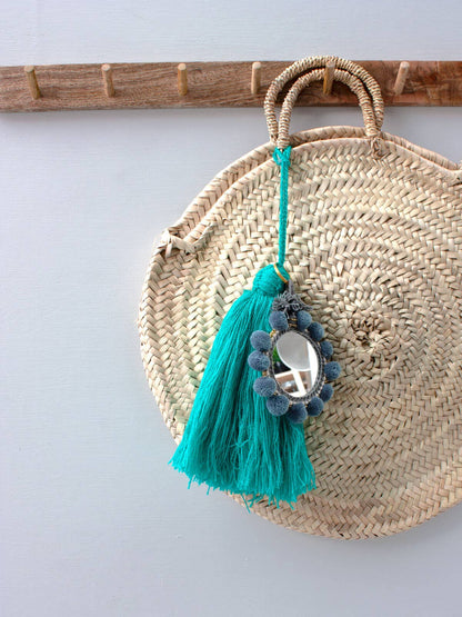 Super Pom Pom Mirror Keyrings, Large: Cream