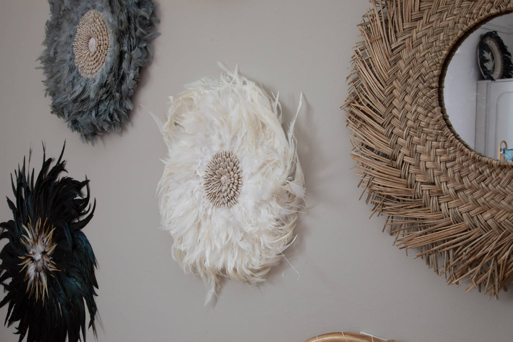 Feather Wall Art White JuJu Wall Decor Boho Wall decor Wall