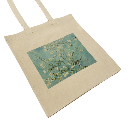 Vincent Van Gogh Flower Almond Blossom Canvas Tote Bag: White