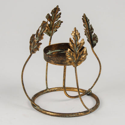 Candle Holder Copper Leaves