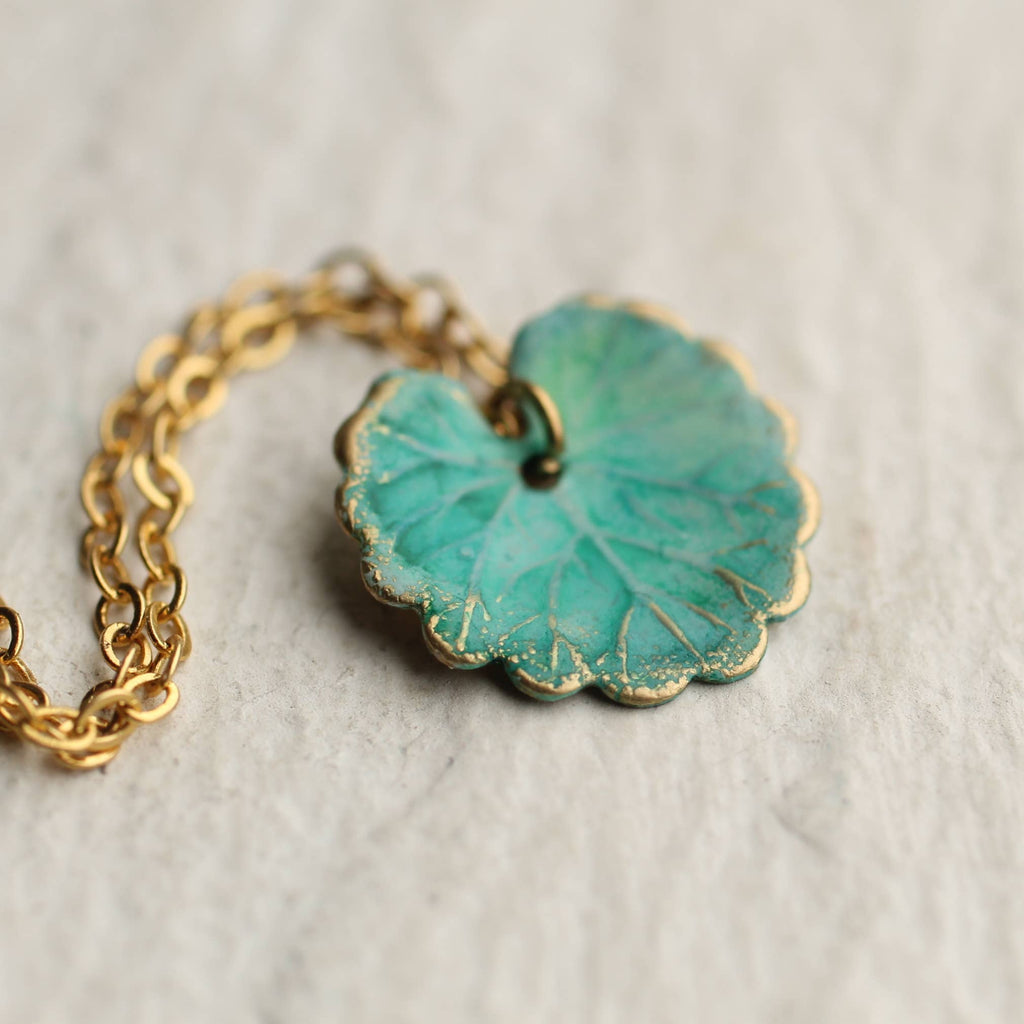 Turquoise Leaf Necklace : Matte / 17"
