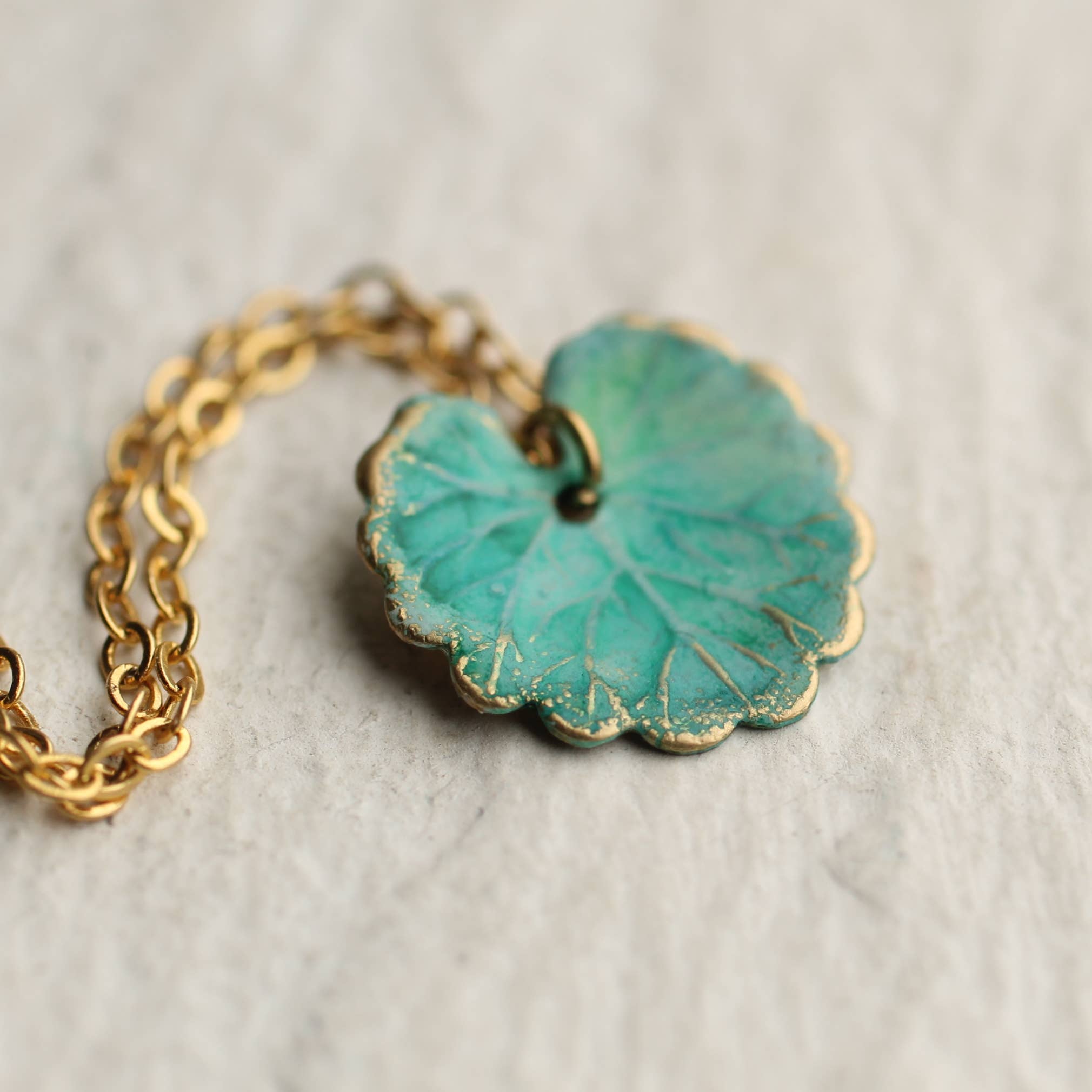 Turquoise Leaf Necklace : Matte / 17"