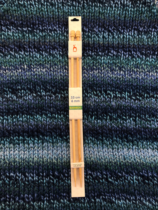 bamboo knitting needles 6mm, 33cm length
