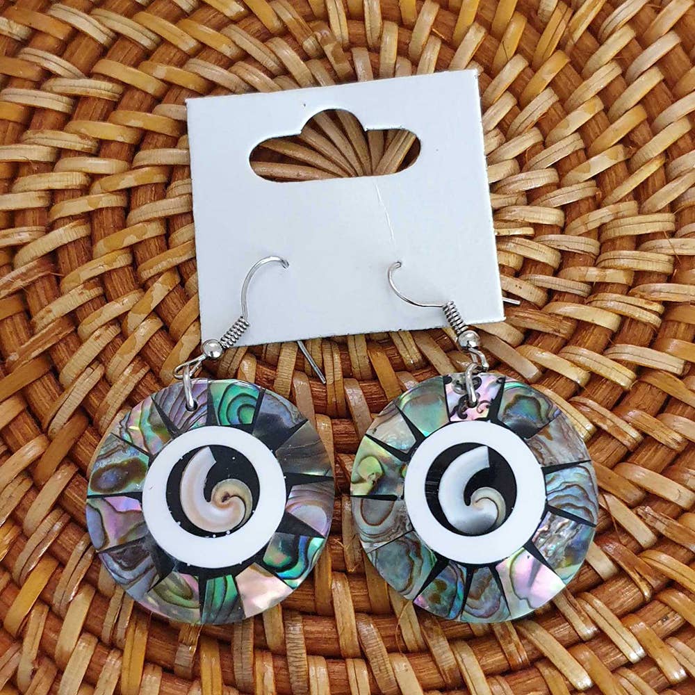 Capiz Shell Earrings: Red Rectangle