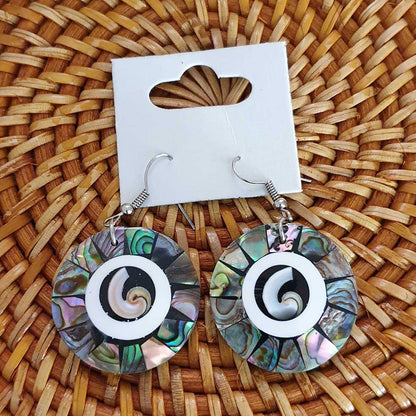 Capiz Shell Earrings: Red Rectangle