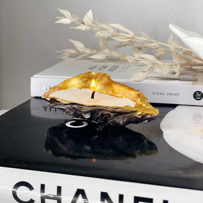 Gold Tip Oyster Shell Candles: 2