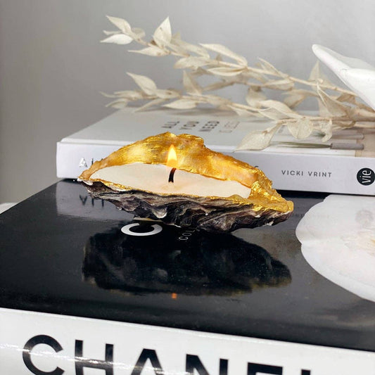 Gold Tip Oyster Shell Candles: 2