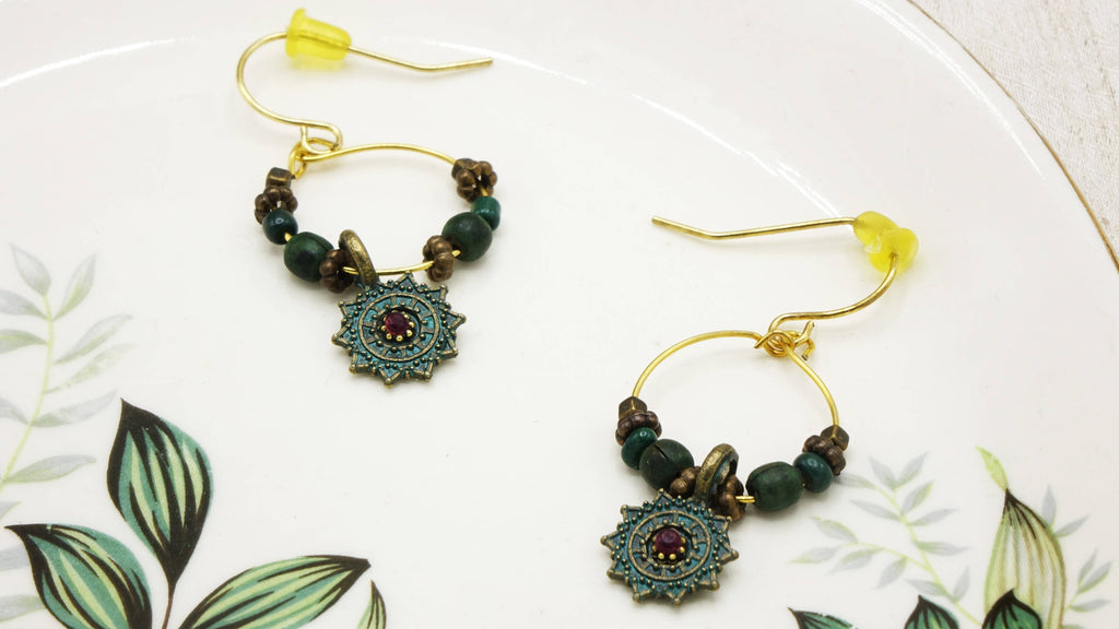 Boho Drop Earrings - Deep Teal