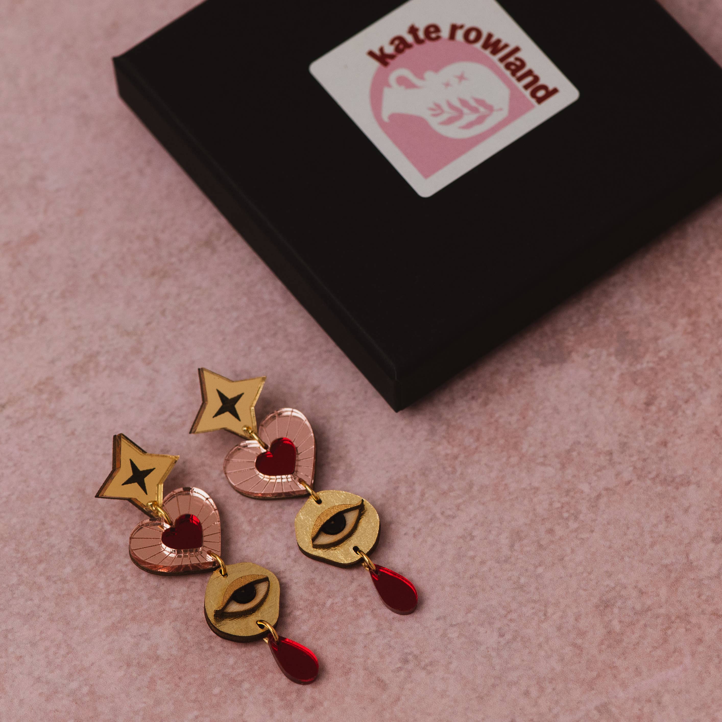 Asteria Earrings: Pink/Red / Card Jewellery Backing