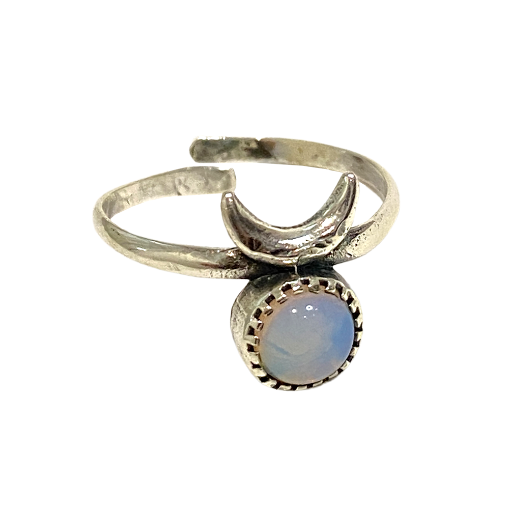 Silver-Plated Adjustable Ring, Design #40: Rose Quartz