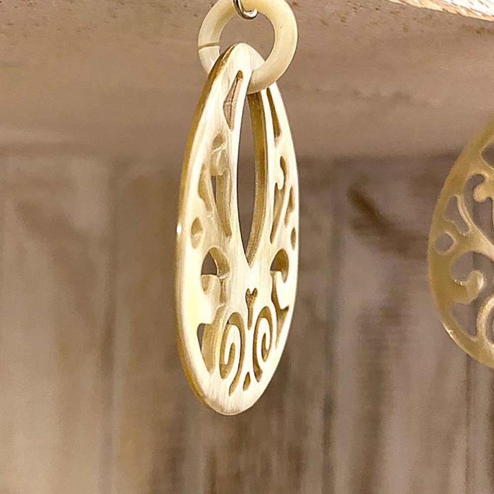 Boho Buffalo Horn Earrings, Lacquered: Red Boho Buffalo Horn Earrings