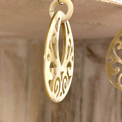 Boho Buffalo Horn Earrings, Lacquered: Red Boho Buffalo Horn Earrings