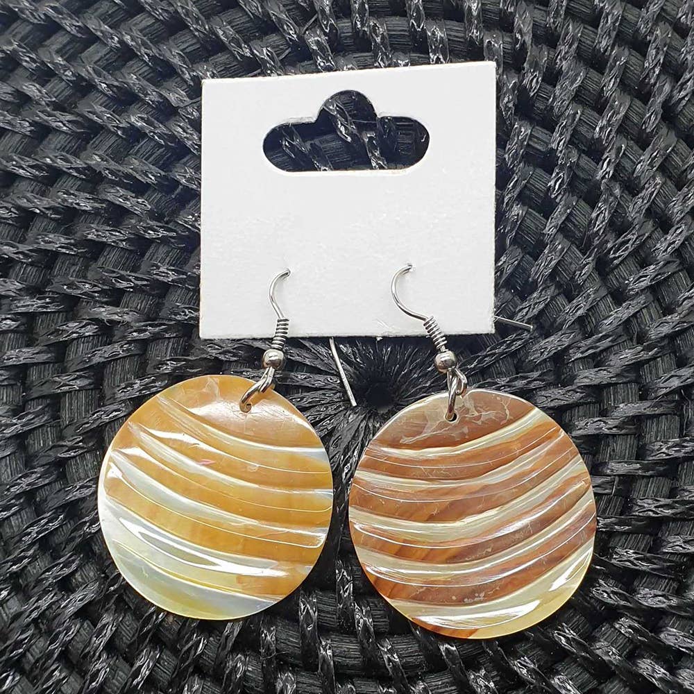 Capiz Shell Earrings: Red Rectangle