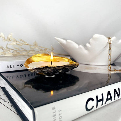 Gold Tip Oyster Shell Candles: 2