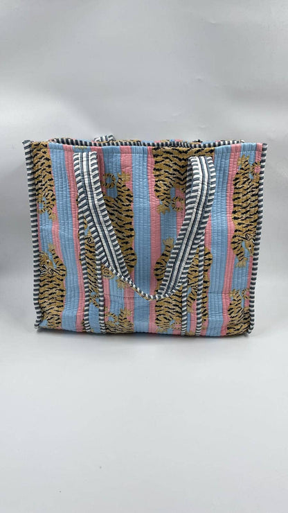 100% Cotton Kantha Quilted Boho Reversible Animal Tote Bag