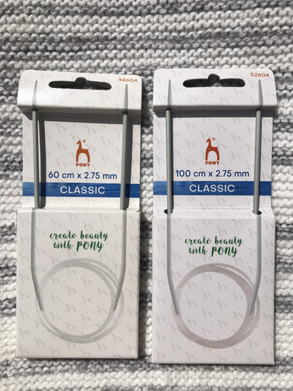 Pony Classic circular needles, 2.75mm, 60cm