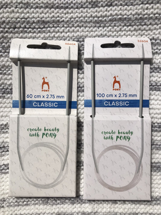 Pony Classic circular needles, 2.75mm, 100cm