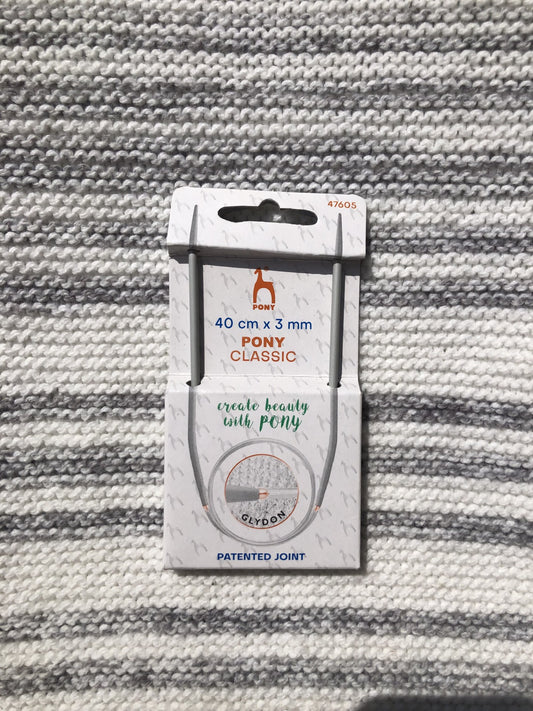 Pony Classic circular needles, 3mm, 40cm