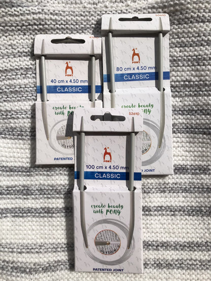Pony Classic circular needles, 4.5mm, 100cm