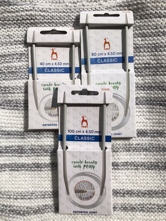 Pony Classic circular needles, 4.5mm, 100cm