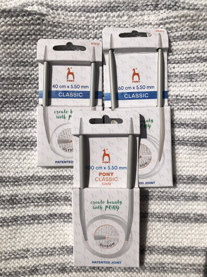 Pony Classic circular needles, 5.50mm, 60cm
