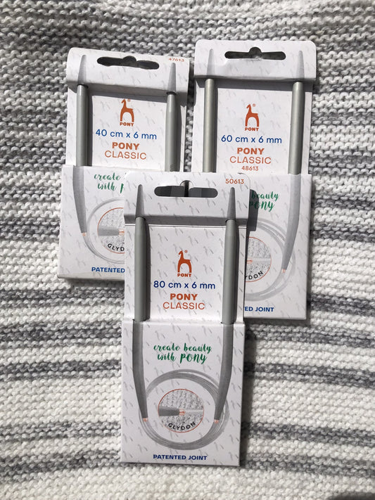Pony Classic circular needles, 6mm, 80cm