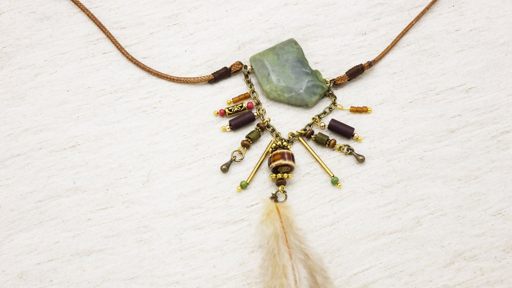 Boho Long Varisite Stone Necklace
