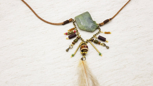 Boho Long Varisite Stone Necklace