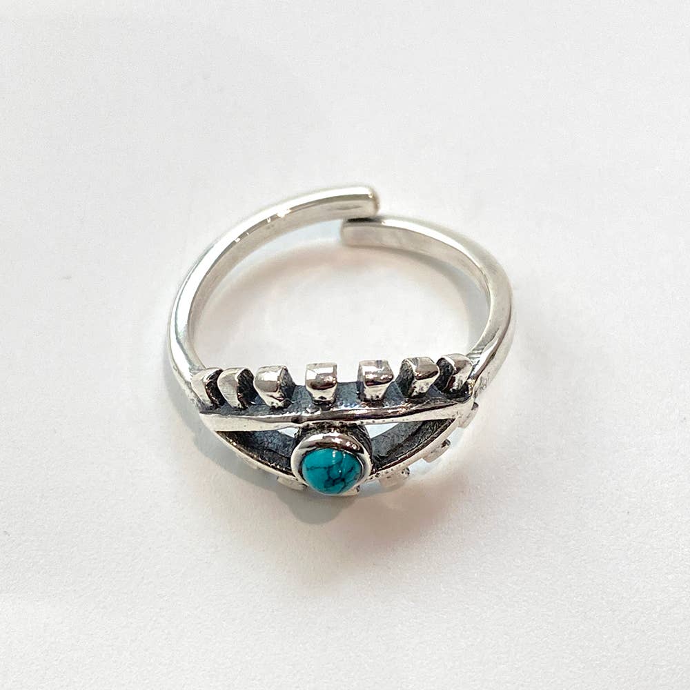 Silver-Plated Adjustable Ring, Design #37: Amethyst