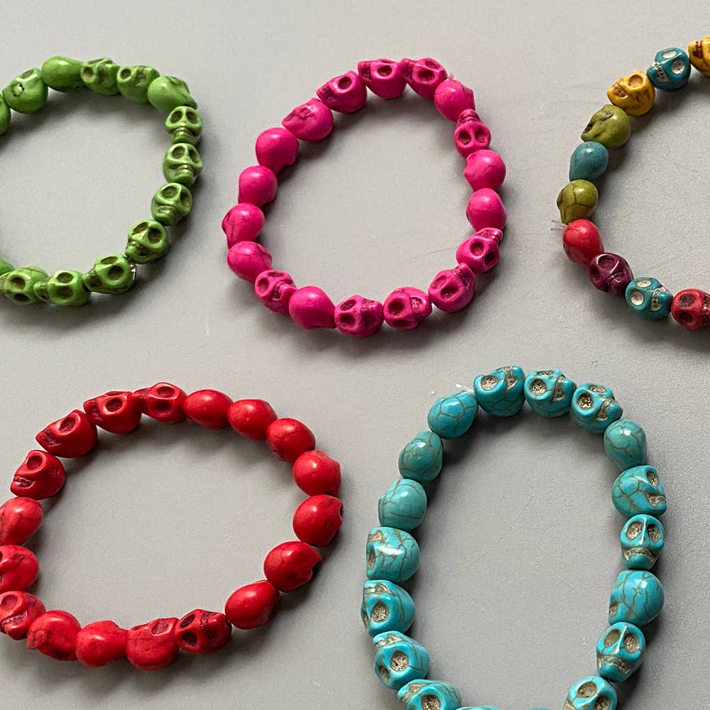 Skull Bracelet, Dyed Howlite: Multicoloured