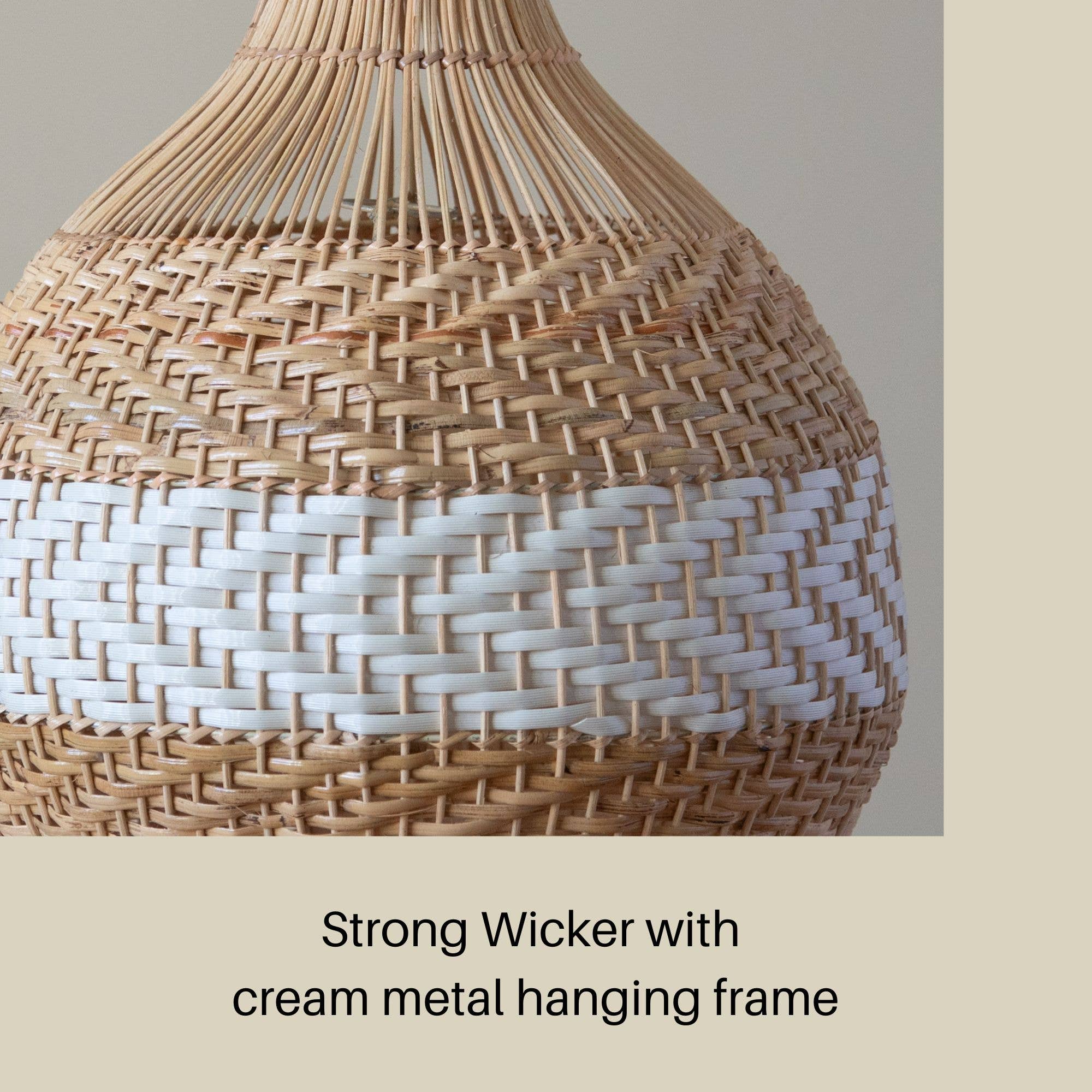 Bulb White Stripe Lampshade, Wicker basket lampshade