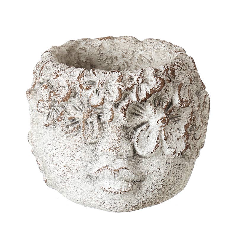 SMALL CEMENT FLOWER GIRL POT
