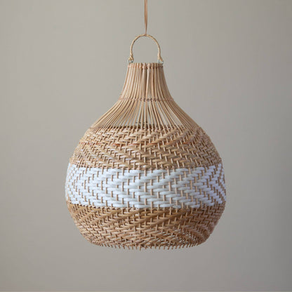 Bulb White Stripe Lampshade, Wicker basket lampshade