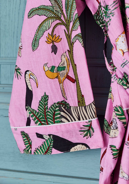 Jungle Print Dressing Gown - Pink: Small/Medium(SM)