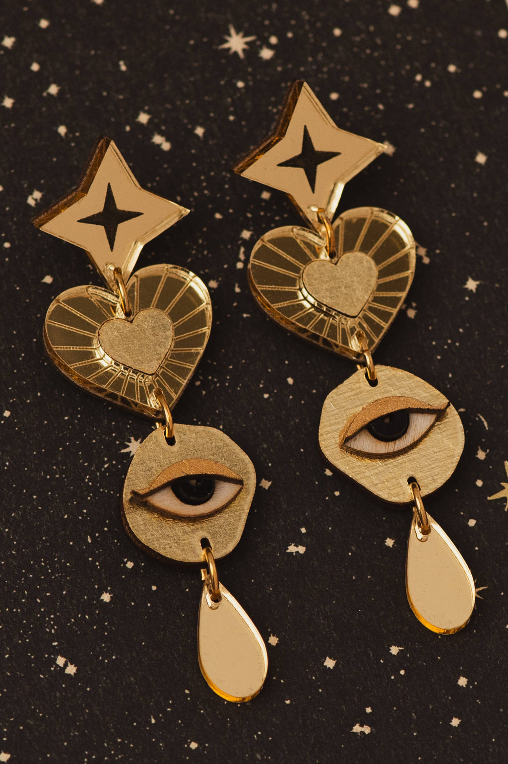 Asteria Earrings: Pink/Red / Card Jewellery Backing