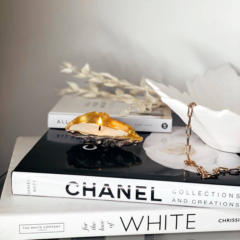 Gold Tip Oyster Shell Candles: 2