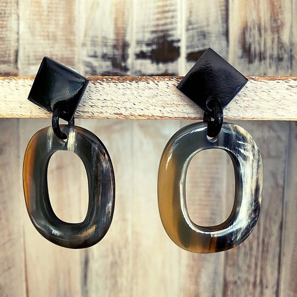 Boho Buffalo Horn Earrings, Lacquered: Red Boho Buffalo Horn Earrings