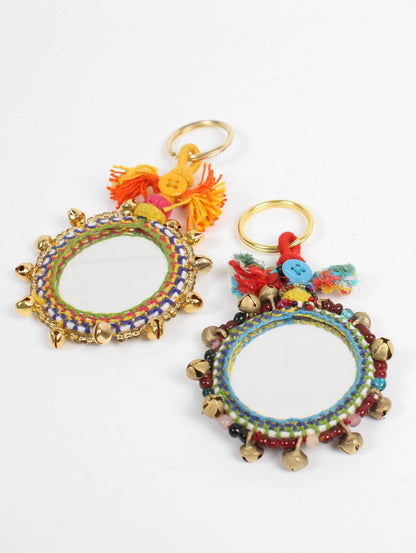 Boho Mirror Keyrings, Large: Brass