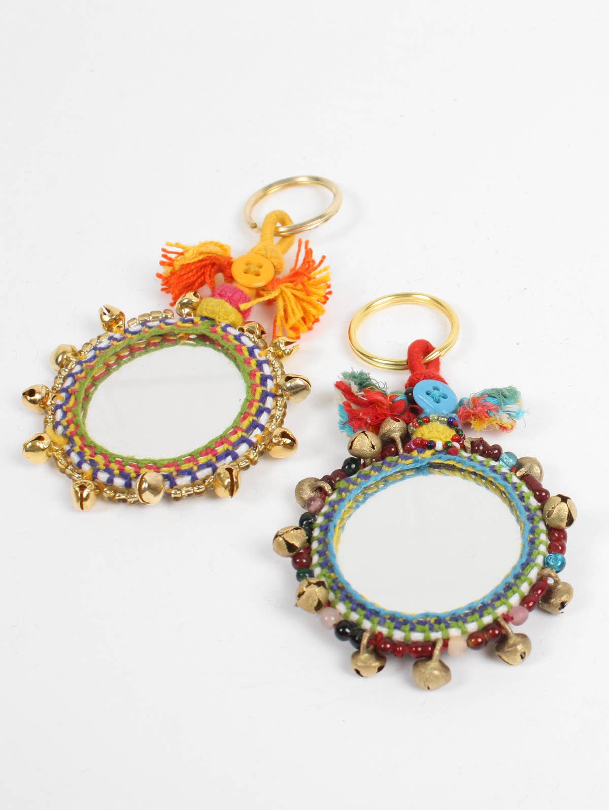 Boho Mirror Keyrings, Large: Gold