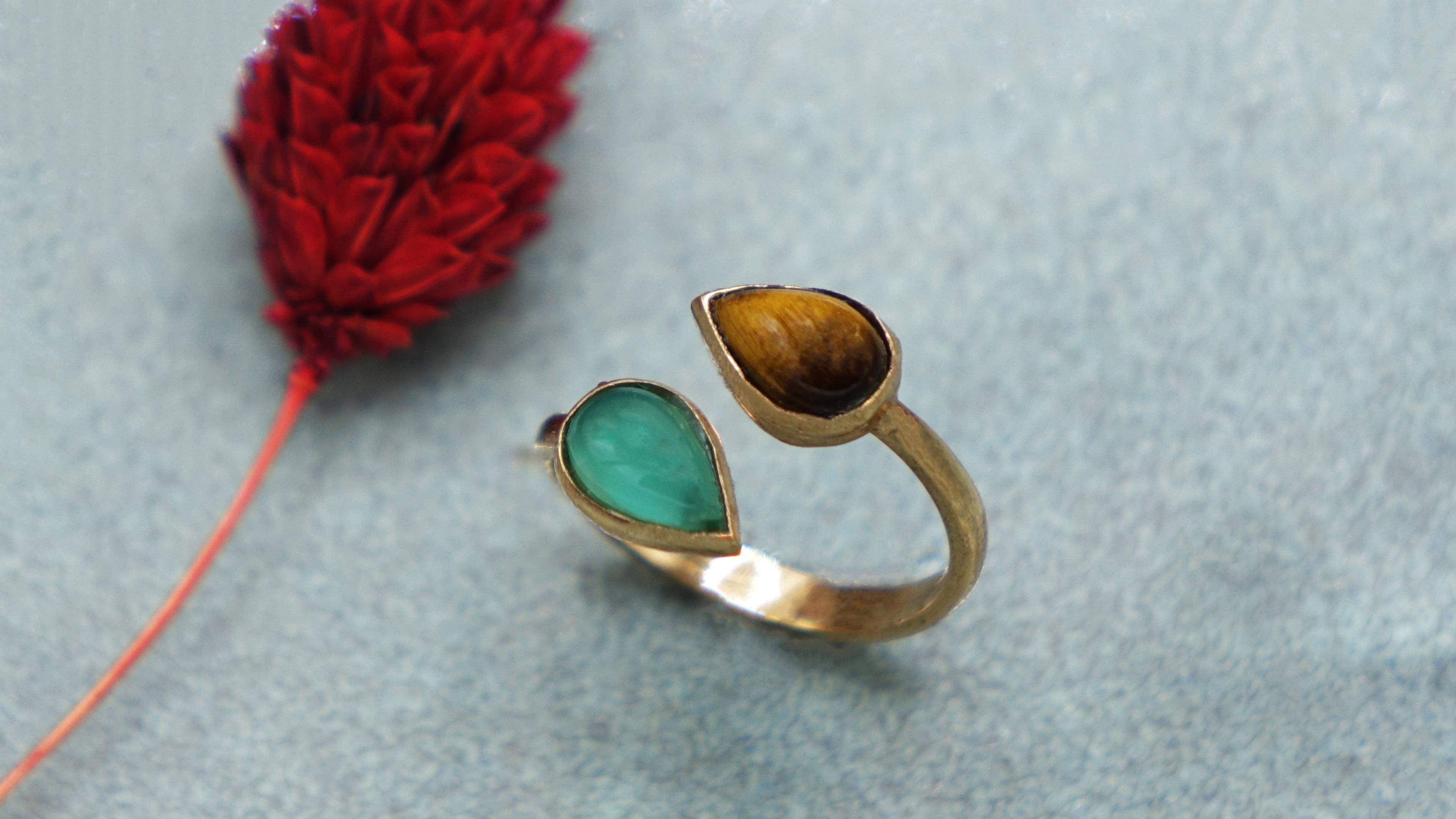 Tiger Eye - Agate Gemstone Stone Ring