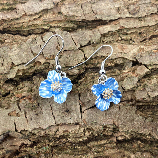 Poppy Blue Flower Earrings