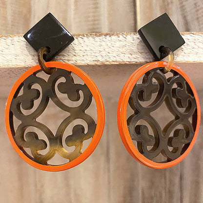 Boho Buffalo Horn Earrings, Lacquered: Red Boho Buffalo Horn Earrings